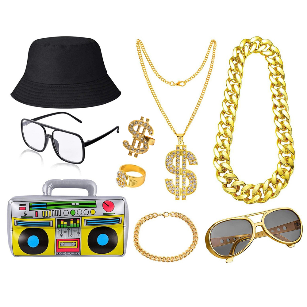 80-е 90-е годы Хип-хоп Костюм  – обзор и цена Men Accessories Combo